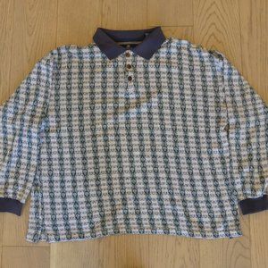 Nino Cerruti Sport Grey/Green/Blue Medium Long Sleeve Polo